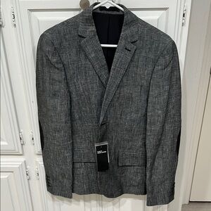 H&M Men’s US34R Slim Fit Gray Sport Coat with Classic Notched Lapels
